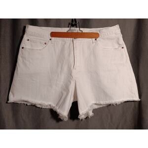 Abercrombie & Fitch The Dad Short Curve Love White Denim Raw Hem Sz 34 18